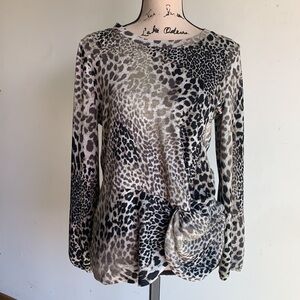 Glance Leopard Print Knot Waist Sweater